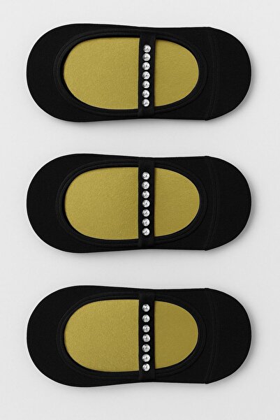 YAADE 3 ЧИФТА БЕЗШЕВНИ ДАМСКИ СИЛИКОНОВИ ЧОРАПИ-БАЛЕРИНКИ С ПРИНТ НА ​​КАМЪЦИ