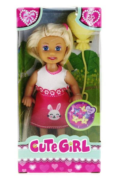 Emperium Cute Girl Blonde Mini Doll with Yellow Balloon