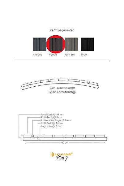 Akupanel PLUS7 60×245 cm Venge Akustik Duvar Paneli