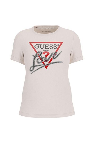 Guess Tricou Ss Cn Triangle pentru femei, cu croiala normală