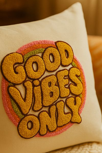 Rell Home Good Vibes Only Written Patterned Punch Throw Pillow Pillow Case