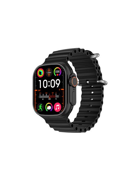 OEM Black smartwatch with Android, 5G, fitness, waterproof, unisex, notifications, 1.96" screen, WiFi, B