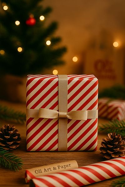 OLİ Art Red White Lop Line Wrapping Paper 10 Pieces 70X100Cm Gift Packaging Gift Paper