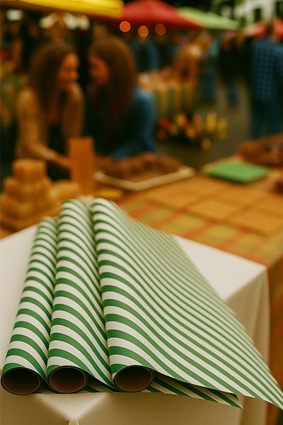OLİ Art Green White Lop Line Wrapping Paper 10 Pieces 70X100Cm Gift Packaging Gift Paper