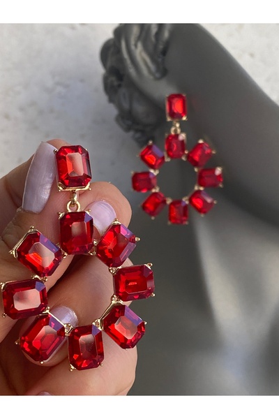 Lucios Evening Dress Daisy Model Stone Nail Earrings