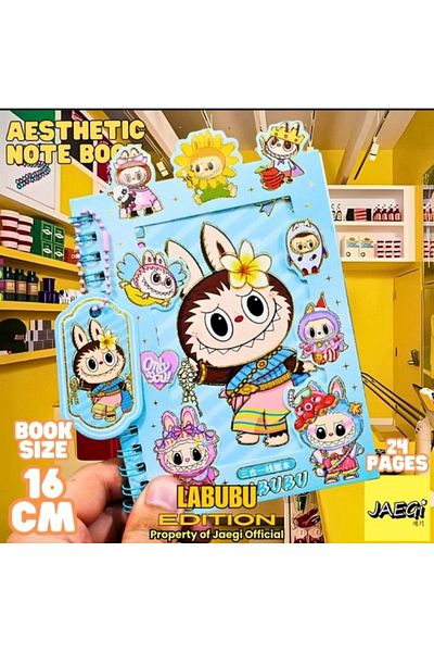 synshop Labubu Sticker Label Sticker 16 Sheets (300 Pieces) Waterproof + Opaque 8 Sheets Notepad