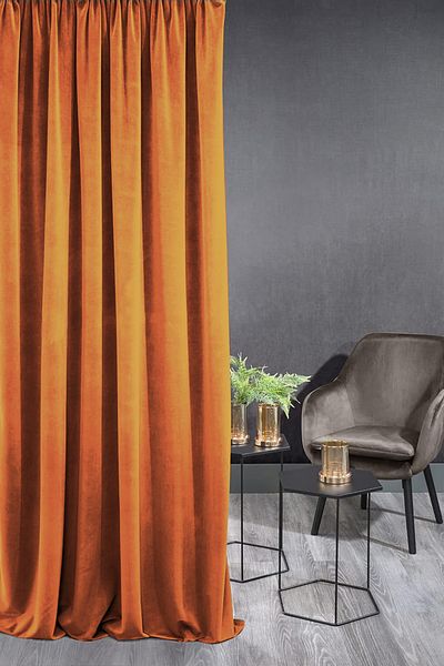 NS Ehli Tacir Brick Color Velvety Fabric Extrafor Drawstring New Season Single Wing Background Curtain