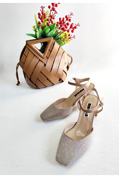Of&Off Women's Stone Square Toe Heel Shoes