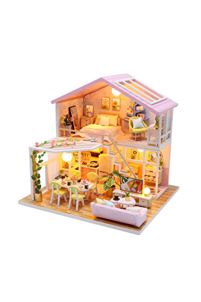 OEM Assembled dollhouse, model, with LED, multicolor, multiple accessories for the house