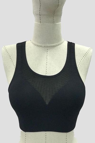 bamido Black Emay 4028 Seamless Tulle Gathering Bustier