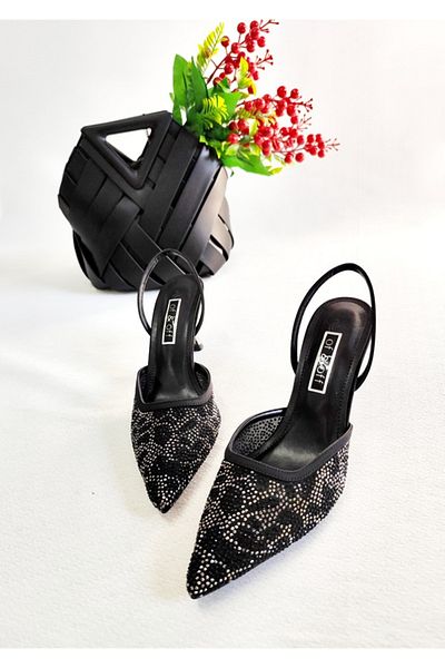 Of&Off Women's Stone Mesh Heel Shoes