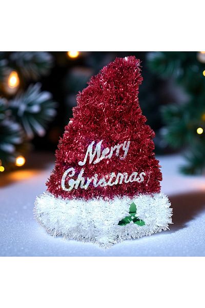 Kuzey High Quality Christmas Decor Christmas Hat Decor Shiny Metallic Christmas Window Display Decorations 36X27 cm