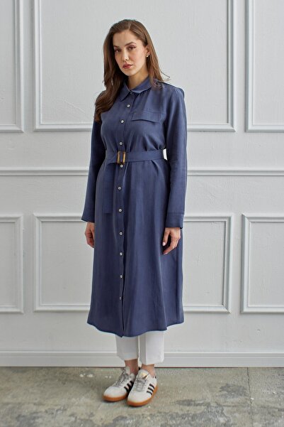 QANU Πουκάμισο με αγκράφα Ναυτικό μπλε