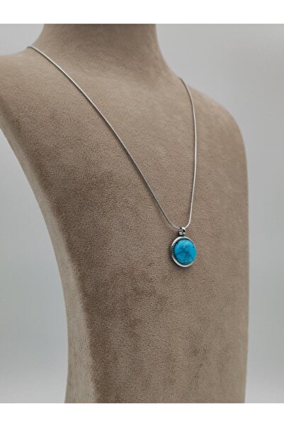 Nsl Jewels DÜZ ZİNCİR FİRUZE TAŞLI ÇEMBER KOLYE