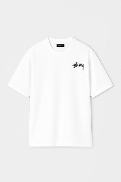 THE RULE Tricou unisex Stüssy Playing Cards imprimat oversize 100% bumbac cu croiala largă, texturat, cu gâtul rotund RF0524