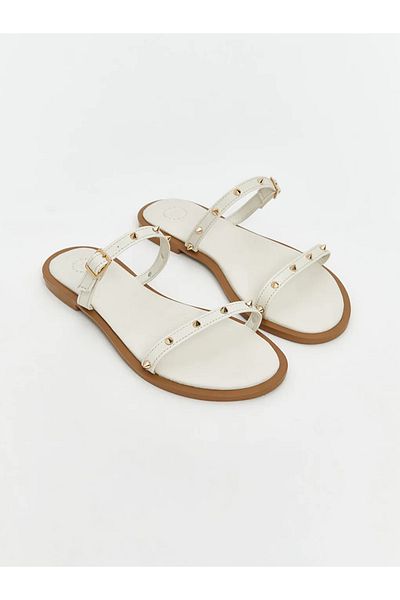 LC Waikiki Beige Leather Look Women's Slippers -Akrglobal-