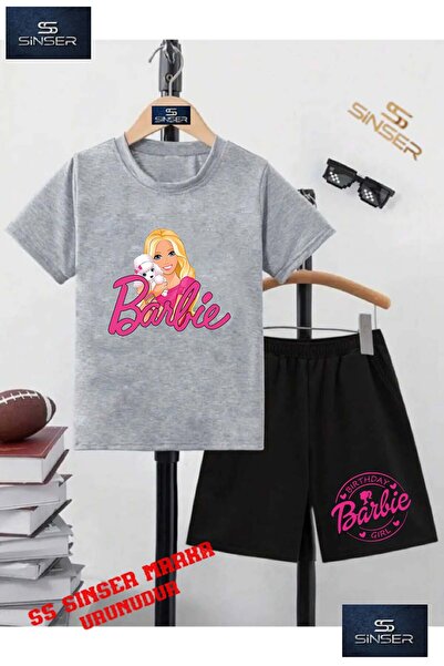 SS SİNSER Children's “Barbie with Dog in Hand“ Custom Printed Crew Neck T-Shi...