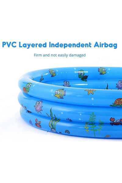 Picodino Round inflatable pool for children, with 3 rings, Sea Animals design, 1.3m, Blue