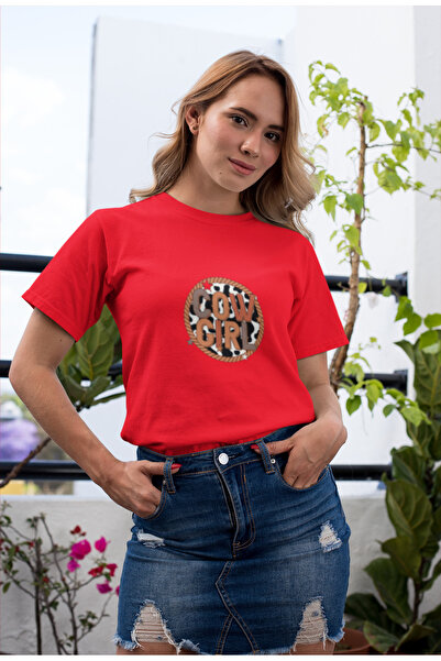 MG Cow Girl Printed Women's Circle Neck Cotton Oversize Short Sleeve T-Shirt