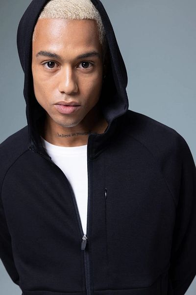DeFacto Fit Slim Fit Tight Fit Hooded Skuba Diver Fabric Zip Sweatshirt