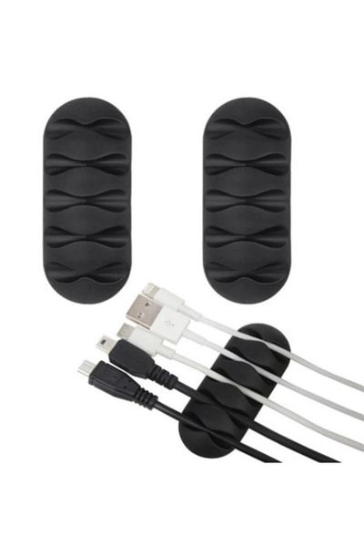 HSDemirci Cable Holder 5-Channel 3-Piece Black