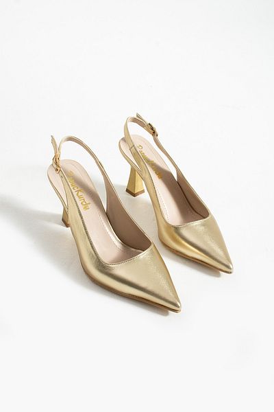 Papuckurdu Gold Buckle Evening Dress Heeled Shoes