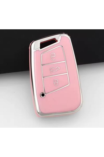 emii auto spare parts Volkswagen Seat Skoda Key Case Without Sustas Model Pink/Silver