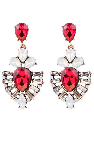 Waves And Pebbles Red White Earrings