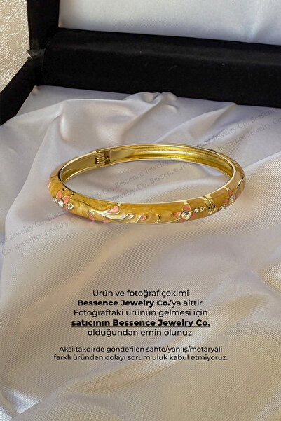 Bessence Jewelry Co Sarı Mineli Kelepçe, Bileklik-Çelik