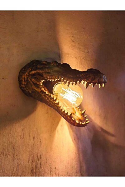 Dropcek eticaret Crocodile Crocodile Design Lampshade & Wall Lamp, Decorative Night Light (Rustic Lamp Gift)