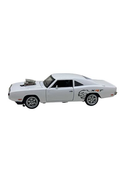 JPT Dodge Charger SRT metal model replica white 1:32 scale, sounds, lights, spring, opens doors