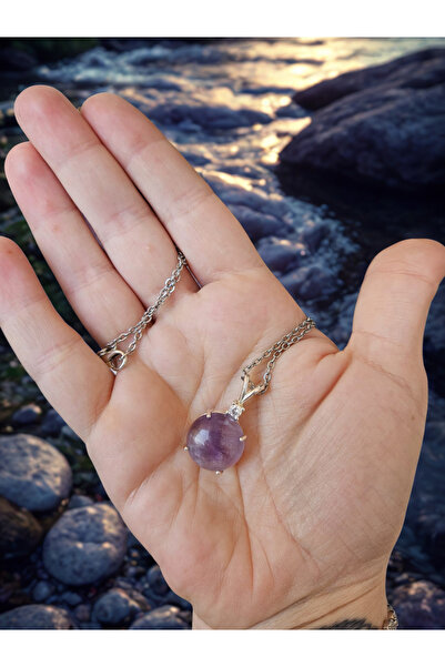HobiHub Doğal Ametist Taşı Kolye – Mor Kristal | Kadın Zincirli Şık Tasarım