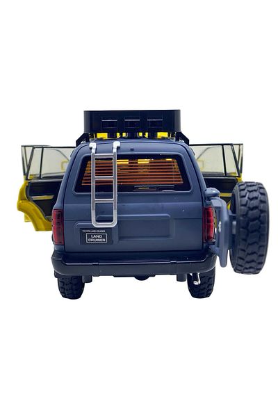 JPT Toyota Land Cruiser off-road metal replica car with lights and sounds, yellow with blue