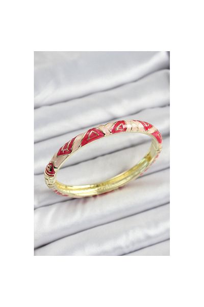 Skygo Mineli Brass Pink Geometric Patterned Women's Handcuffs - Tj-Bb7152