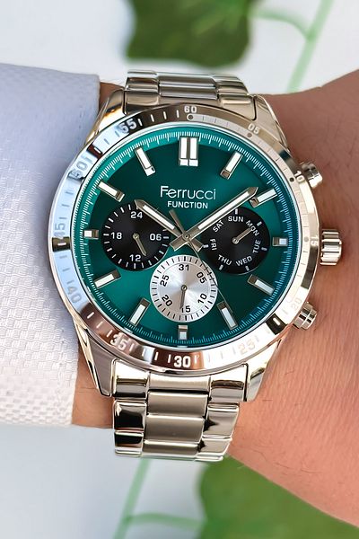 Ferrucci Function Men's Wrist Watch, Steel Band 3Atm Water Resistant Silver Sdfer167