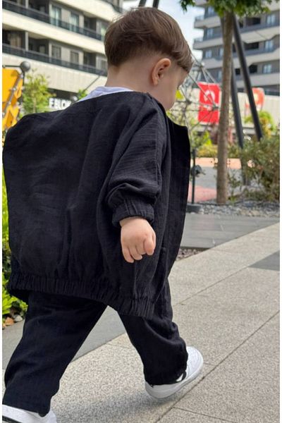 BabyDia Black Striped Double Suit