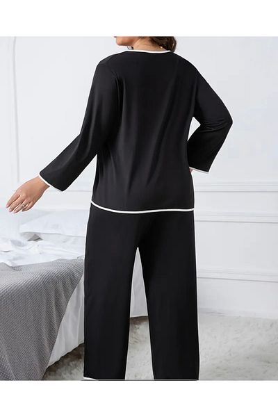 FAMESTEKSTİL Set pijamale pentru femei de mărime mare