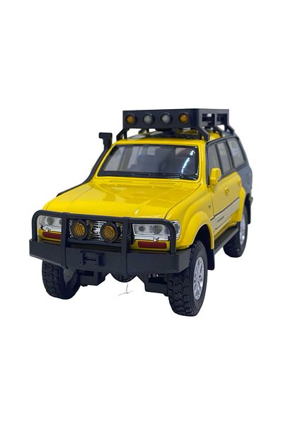 JPT Toyota Land Cruiser off-road metal replica car with lights and sounds, yellow with blue
