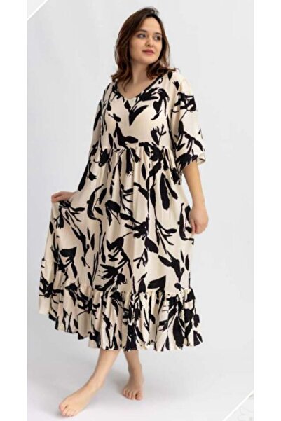 BYB Geniş Beden tam boy batik yazlık elbise
