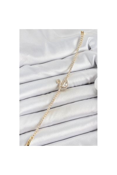 Skygo Brass Gold Color Zircon Stone Swan Model Women's Bracelet - Tj-Bb7072