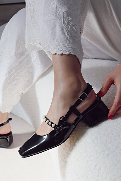 POLKA STORE Gentle Pearl Short Block Heeled Women's Shoes