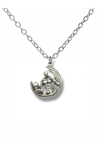 Herşey Nota لقاء القوة والهدوء – قلادة على شكل قمر مع شخصية رافعة أثقال للجنس...