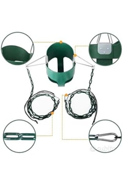 ALBADER أرجوحة حائط حديدية مع مقعد أرجوحة للأطفال وسلاسل للاستخدام الخارجي، مقعد شديد التحمل مع قضيب حديدي