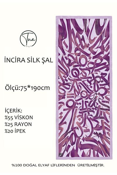 TUA İPEK Organic İnci̇ra Mulberry Silk/Viscose Shal - Line Pattern