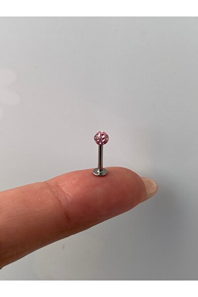 kurukafagift Çelik Renkli Toplu Taşlı Tragus, Helix, Lop, Kıkırdak Piercing 8 mm