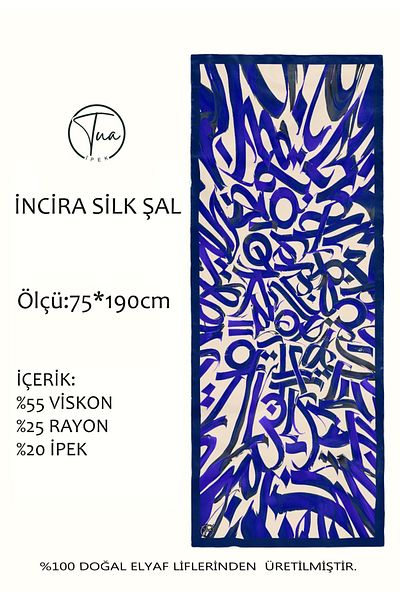 TUA İPEK Organic İnci̇ra Mulberry Silk/Viscose Shal - Line Pattern