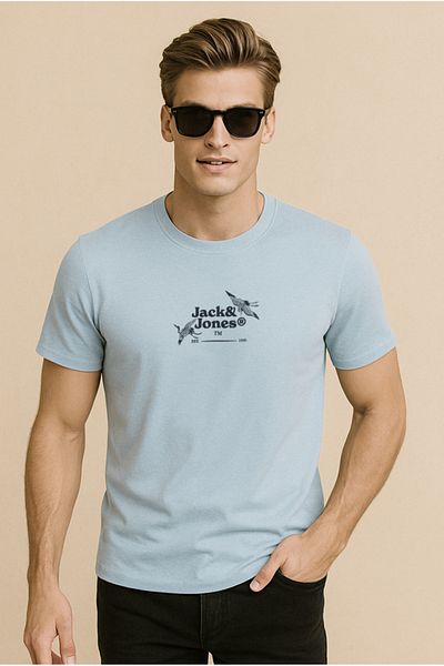 Jack & Jones Tricou cu logo pentru bărbați, albastru deschis
