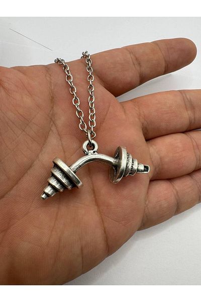 Herşey Nota Border Recognition – Sportsman Fitness Dumbbell Figured Unisex Necklace (60 cm Chain)