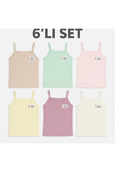 Kaylen Kız çocuk pamuklu renkli 6lı atlet