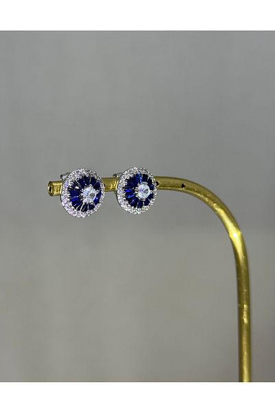 XUPING JEWELRY أقراط من الفولاذ المقاوم للصدأ بحجر الزركون الأزرق 316L لا تفقد بريقها